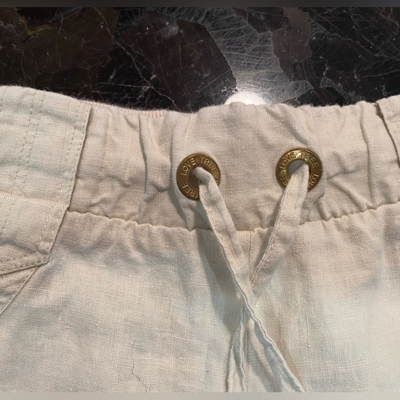 Anthropologie Cream / Beige Linen Track Short with elastic waist and tie front L - Picture 2 of 8
